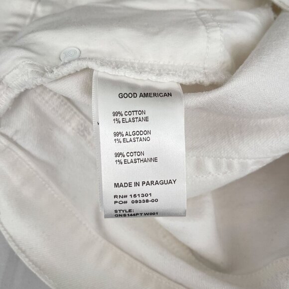 Good American Cut Off Distressed 90's White Denim Shorts Women's Plus 16 NWT - Picture 9 of 16